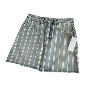 Revolve Boyish Corey Striped Raw Hemline Casual Cotton Denim Mini Skirt Size 25